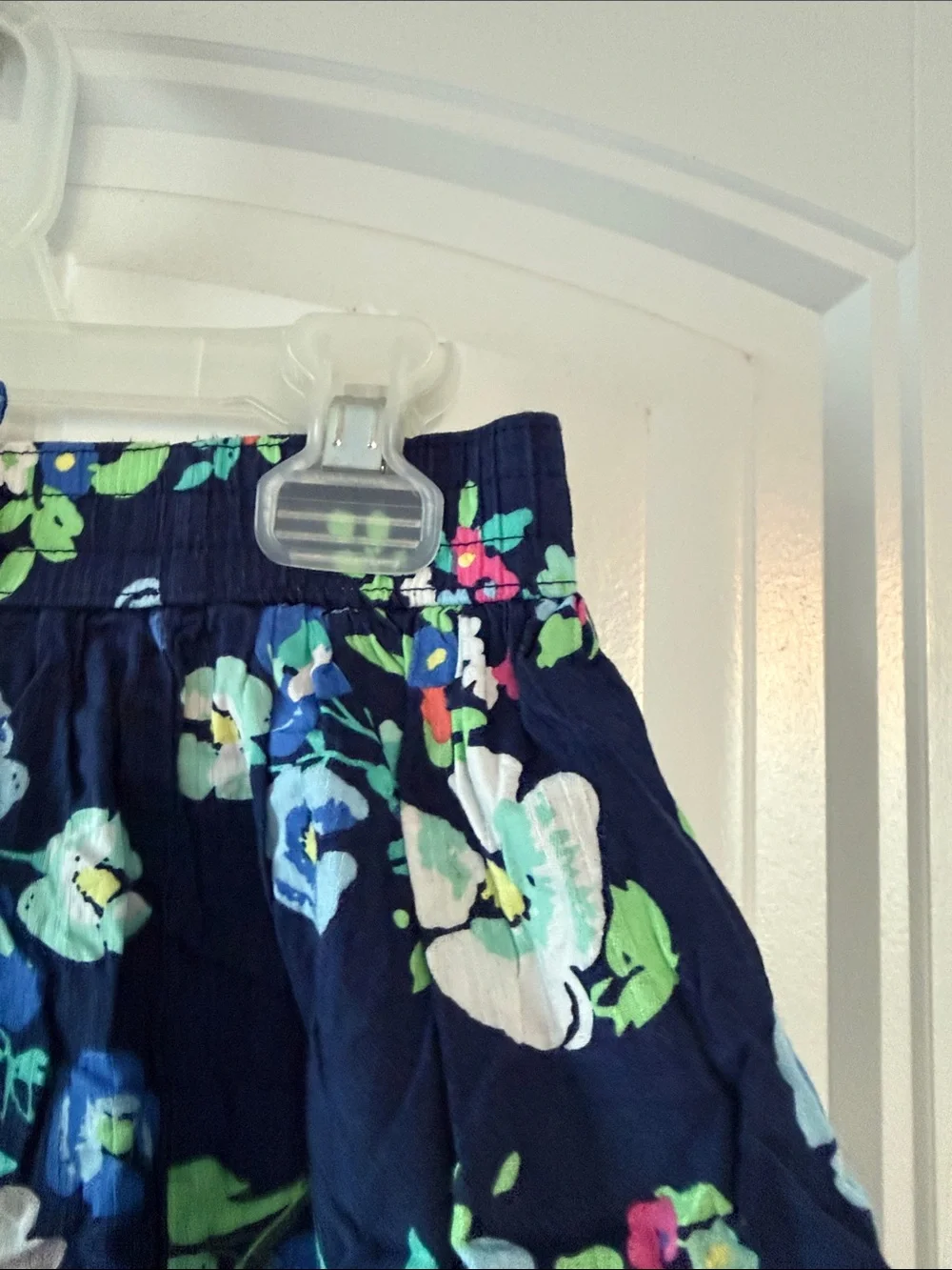 Gently worn Cherokee Mint Bunny Graphic Tee with Navy Floral Skirt Set